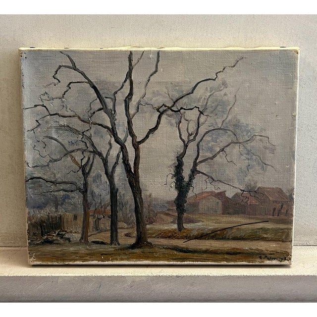 Emile Patru, Paysage d'automne, 1918, Oil on Canvas For Sale - Image 9 of 9