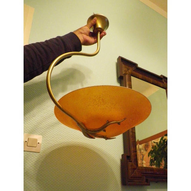 Asymmetrical Pendant Light with Orange Lampshade, 1970s For Sale - Image 13 of 13