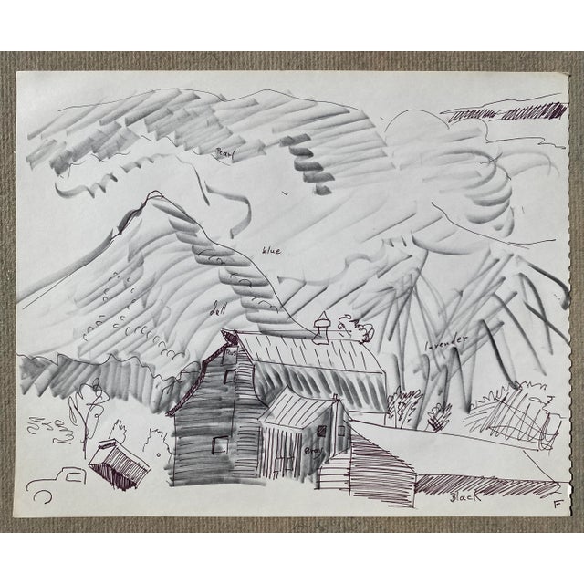 Landscape marker drawing by Vermont artist Frank Wallace (1915/18-2003). Wallace was born in Toledo, Ohio and grew ip in...