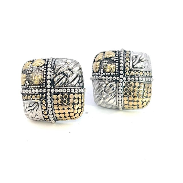 Authentic John Hardy Estate Clip-on Earrings Sterling Silver 18k Y Gold JH69 DETAILS Style: Clip-on Earrings Weight: 17.3...