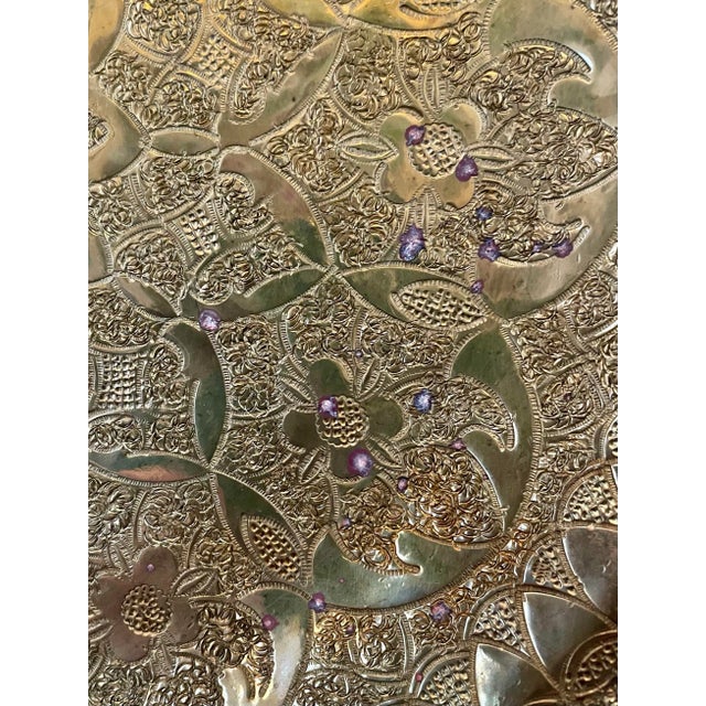 Vintage Middle Eastern Brass Tray or Wall Hanging For Sale In Palm Springs - Image 6 of 8