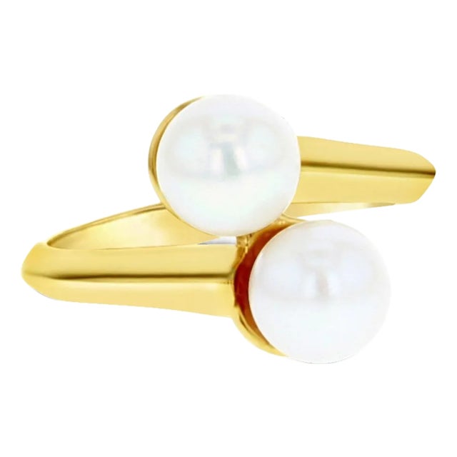 Pearl Cluster Ring 7mm 14k Yellow Ring, Size 5.75 For Sale