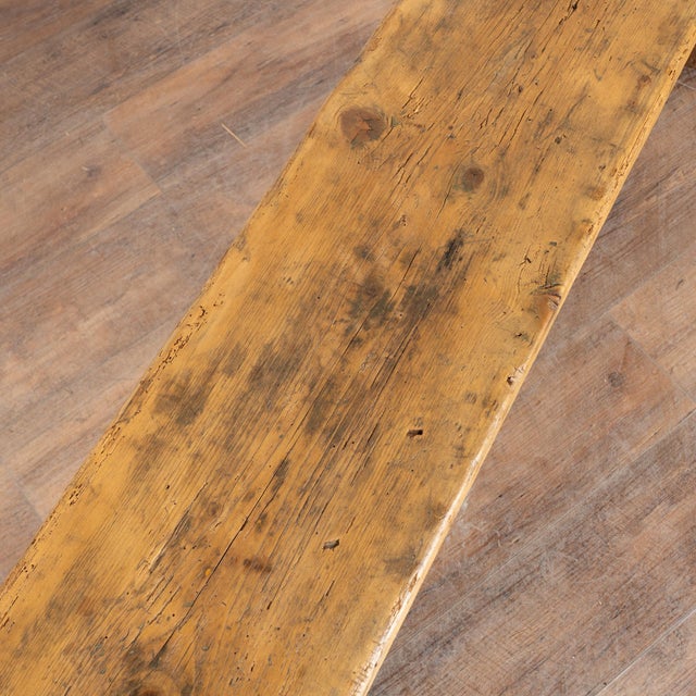 Early 20th Century Early 20th Century Rustic Pine Plank Narrow Bench For Sale - Image 5 of 14