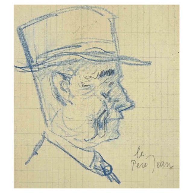 André Meaux Saint-Marc, Le Pere Jean, Pencil Drawing, Early 20th Century For Sale