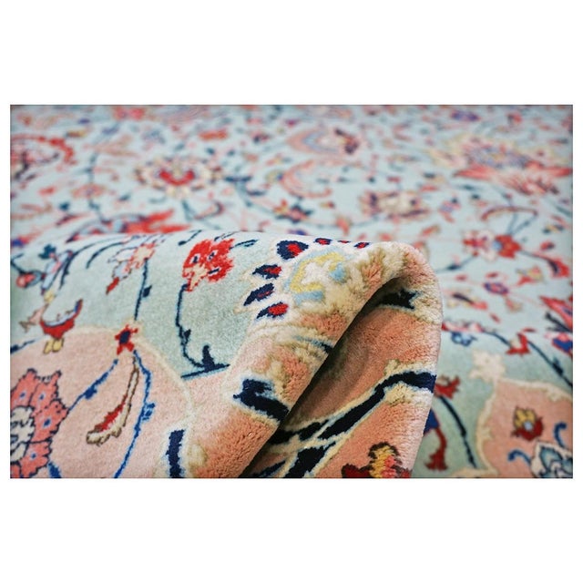 Antique Persian Tabriz Emad Wool 9X12 Red, Mint Green & Pink Handmade Area Rug #9902603 For Sale In Houston - Image 6 of 9