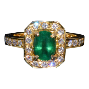 Certified Natural 2.15cts vs F Diamond Emerald 18k Solid Gold Ring Band, Size 6.75
