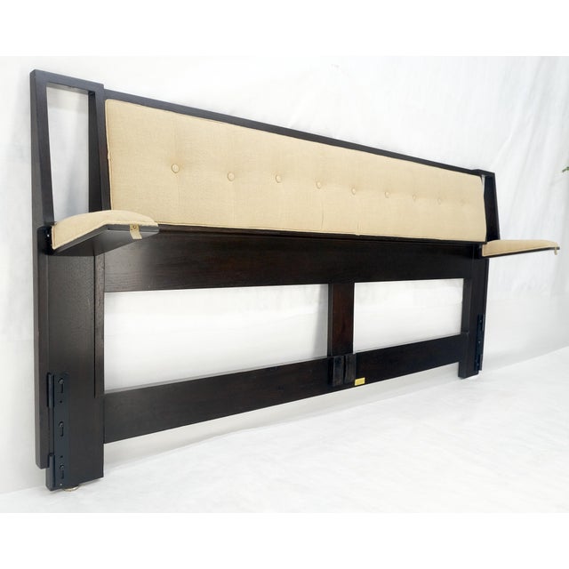 Ed Wormley Dunbar NEW Solid Linen Upholstery Ebonized Mahogany King Headboard For Sale - Image 14 of 17