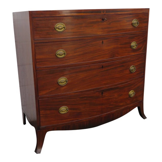 Hepplewhite 1800s Mahogany Inlay Bow Front Dresser Bathroom Vanity Chairish