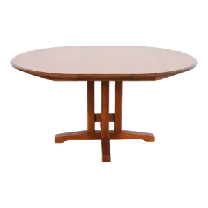 Ethan Allen Arts & Crafts Solid Cherry Wood Pedestal Extension Dining Table, Newly Refinished
