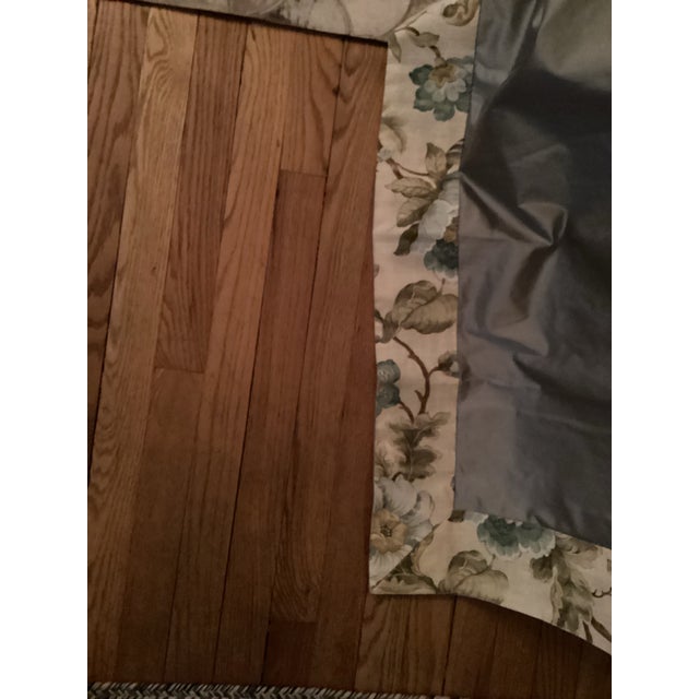 Boho Chic Custom-Made Silvery Chrome Color Drapes With Floral Borders. For Sale - Image 3 of 8