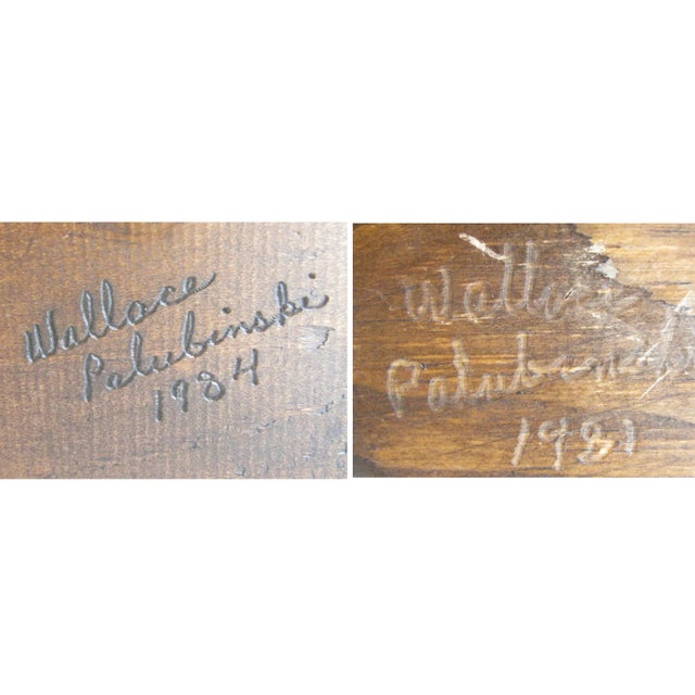 1980s Collection of Hand-Carved Solid Walnut Ducks by Wallace Palubinski - Set of 3 For Sale - Image 12 of 13