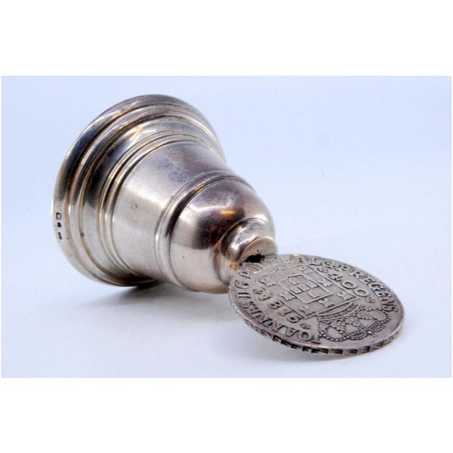 Silver Bell with Edge Borders and Coin-Shaped Handle For Sale - Image 4 of 9