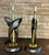 Wood Tasha Heifetz Free Form Walnut and Brass Table Lamps- A Pair. For Sale - Image 7 of 9