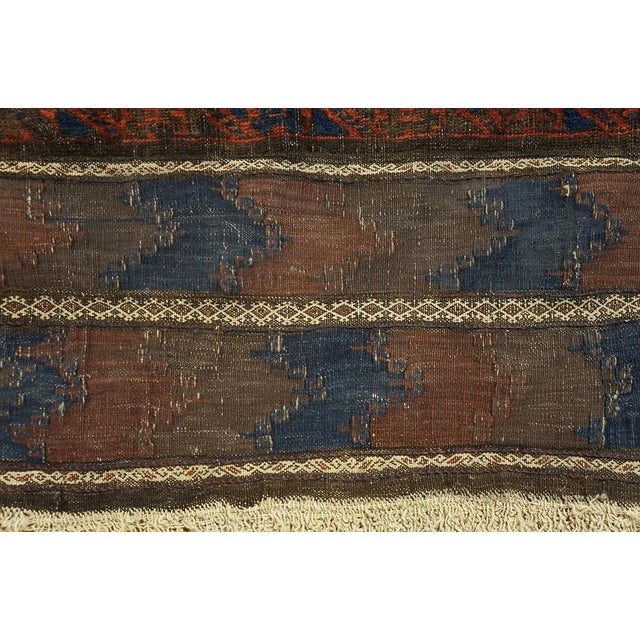 Late 19th Century 1890s Blue Navy Diamond Tribal Antique Baluch Turkman Rug 4'6" X '6'9" Handknotted Wool Carpet For Sale - Image 5 of 6