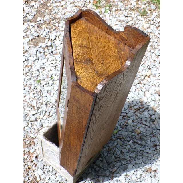 Antique Oak Corner Medicine Cabinet Beveled Mirror Cupboard Kitchen Apothecary For Sale - Image 10 of 13