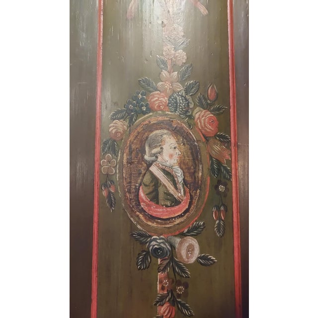 18th-Century Central European Hand-Painted Wedding Armoire — Folk Art Bauernschrank With Portrait Medallions For Sale - Image 14 of 15