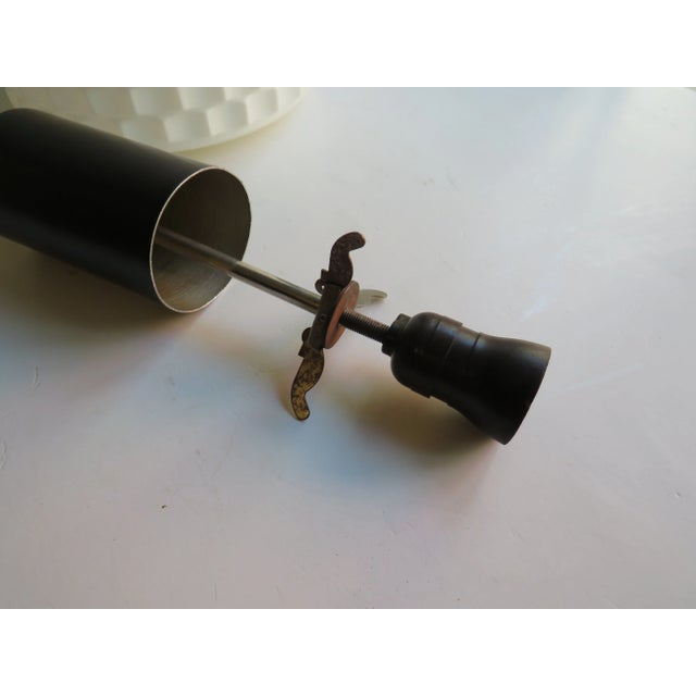 Metal Art Deco Hanging Lamp with White Shade in Frosted Glass, 1930s For Sale - Image 7 of 11