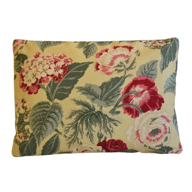 Custom-tailored designer pillow depicting a beautiful rich rose & floral botanical design. Exquisite light brown and...