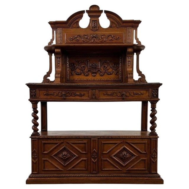 Antique English Golden Oak Sideboard with Barley Twist Supports, 1800s For Sale - Image 13 of 13