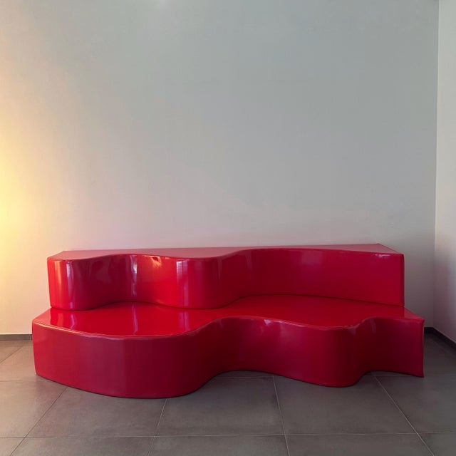 Red Superonda Red Sofa by Archizoom for Poltronova, 1967, Set of 2 For Sale - Image 8 of 18