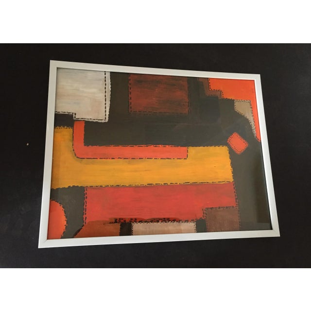 Orange Acrylic on Paper Framed Abstract For Sale - Image 8 of 9
