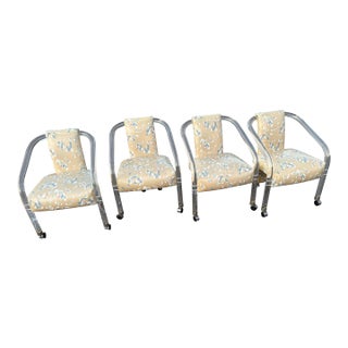 1970s Set Four Hill Manufacturing Clear Lucite Dining Chairs For Sale