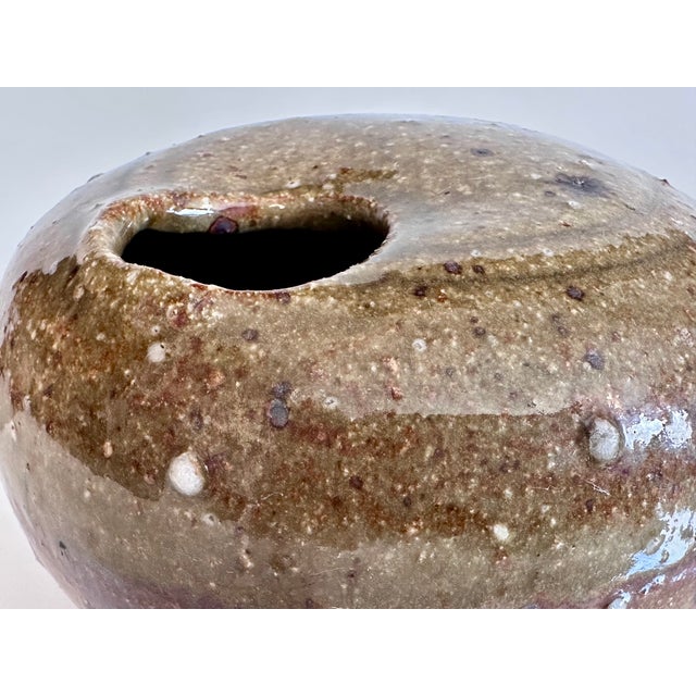Expressive Studio Ceramic Vase with Glaze Bumps and Cut-Out Opening, Germany, 1970s For Sale - Image 4 of 15