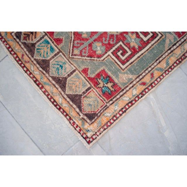 Textile 1960s Hand Knotted Turkish Rug Door Mat, Entryway Rug, Bath Mat, Kitchen Decor, Small Runner Rug,- 1′10″ × 3′10″ For Sale - Image 7 of 8