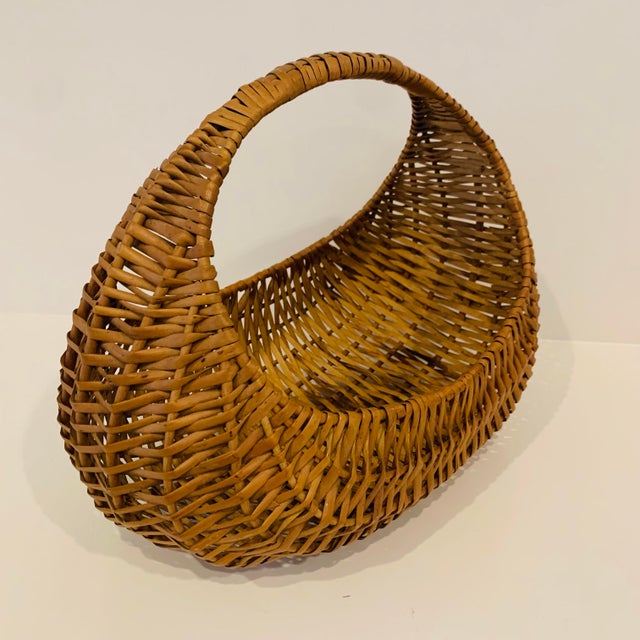 Mid 20th Century Mid 20th Century Vintage Woven Market Basket For Sale - Image 5 of 10
