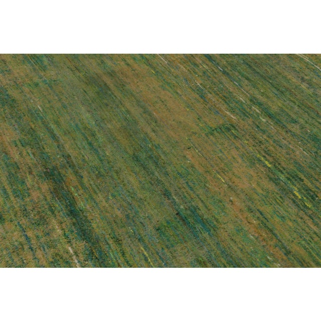 2010s Rug & Kilim’s Modern Textural Square Rug, Warm Tone-on-Tone Green and Gold For Sale - Image 5 of 8