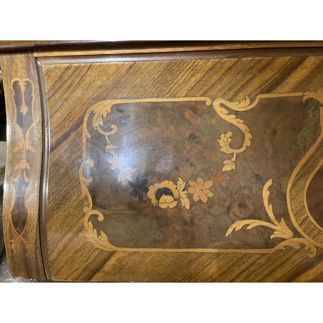 Italian Marquetry Bombe Secretaire Desk with Drop-Front, 1950s For Sale - Image 13 of 17