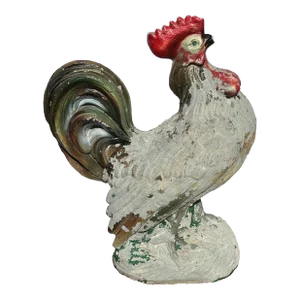 Weathered Cast Stone Garden Rooster Statue