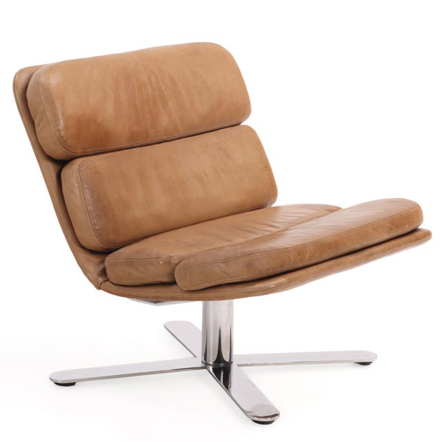 John Follis 1960s Pair of Solo Lounge Chairs in Leather and Chrome Attributed to John Follis for Fortress For Sale - Image 4 of 7