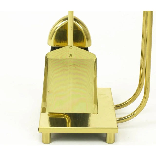 Metal Modernist Brass Fireplace Tool Set For Sale - Image 7 of 11