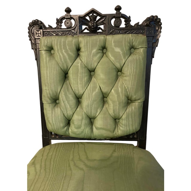 Ebony “Rare Victorian Eastlake Carved Griffin Side Chair, C. 1880, “Rare Victorian Eastlake Carved Griffin Side Chair, C. 1880, Original Finish For Sale - Image 8 of 12