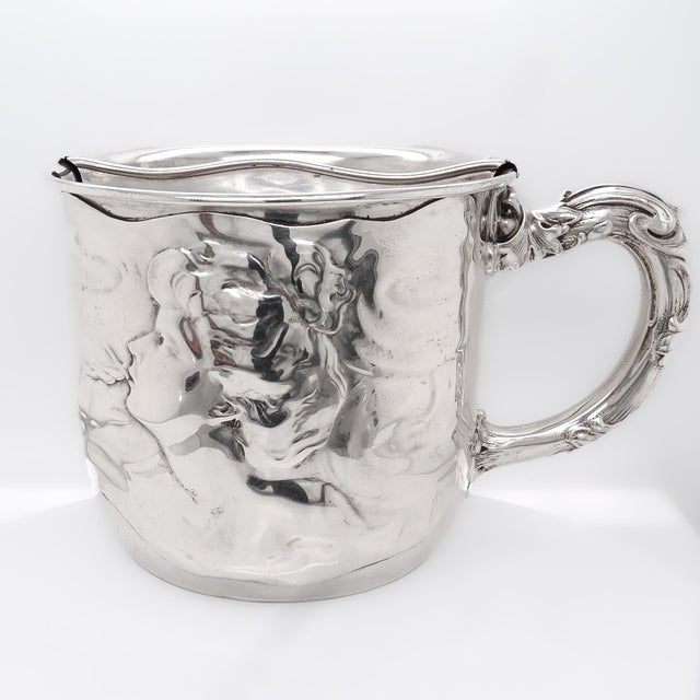 Art Nouveau Antique American Art Nouveau Unger Bros. Sterling Silver Shaving Mug With Insert For Sale - Image 3 of 11