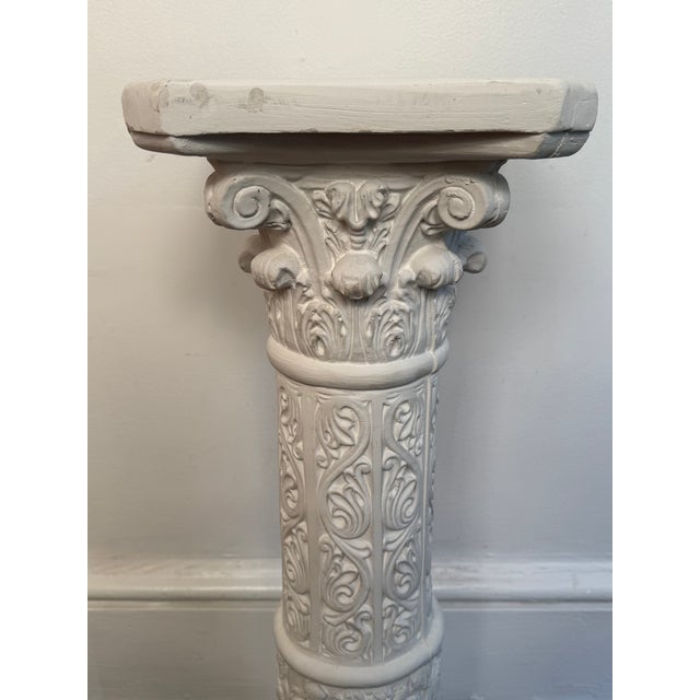 Sculpture Materials Vintage 1980s Romanesque Hunt Design Column Pedestal Plant Stand For Sale - Image 7 of 16
