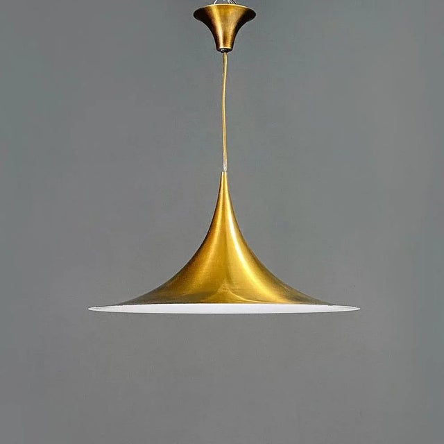 Danish modern gold and white metal Semi chandelier by Bonderup & Thorup for Fog & Morup, 1970s Semi model chandelier with...