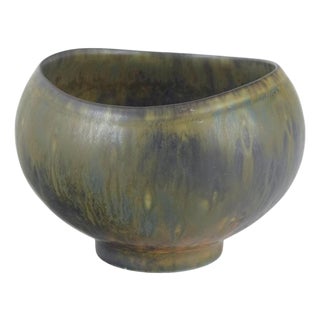 Rounded Asymmetric Stoneware Bowl by Gunnar Nylund For Sale
