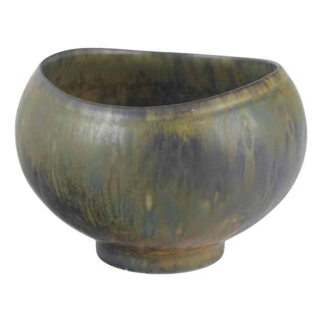 Rounded Asymmetric Stoneware Bowl by Gunnar Nylund For Sale