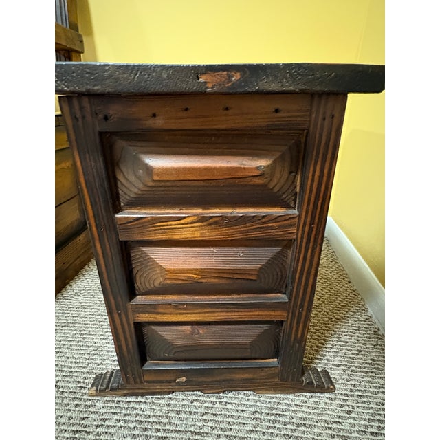 Spanish Late 20th Century Spanish Colonial Double-Sided Three Drawer Cedro Side Table For Sale - Image 3 of 4
