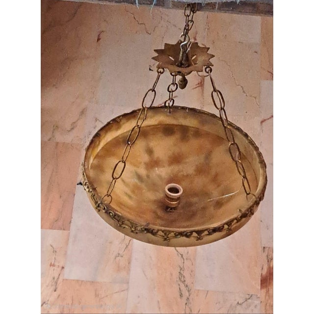 Red Alabaster Pendant Lamp, 1930s For Sale - Image 8 of 9