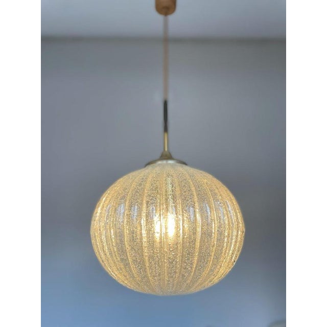 Vintage German Crackle Glass Pendant Lamp from Doria, 1960s For Sale - Image 4 of 15