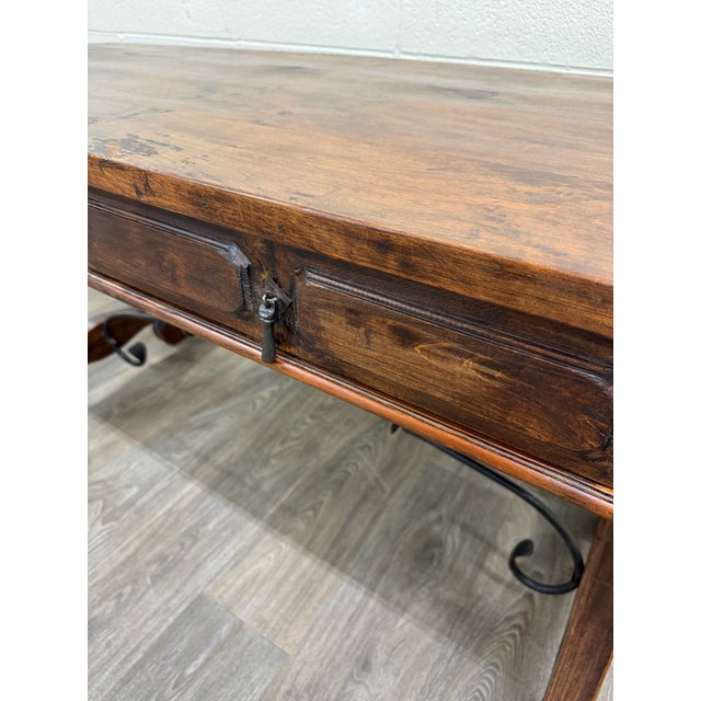 Vintage Spanish Colonial Style Writing Desk Library Table For Sale - Image 16 of 18