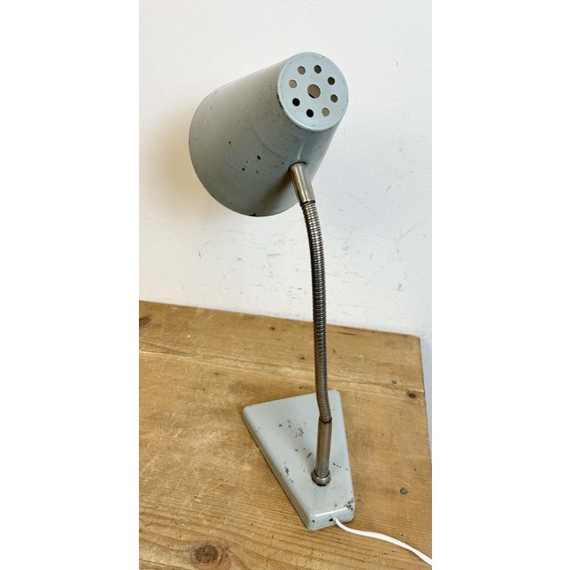 Metal Industrial Grey Gooseneck Table Lamp from Zaos, 1960s For Sale - Image 7 of 18