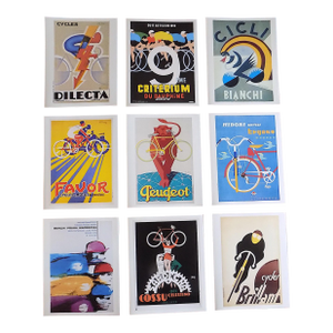 Vintage Cycling Poster Lithographs - Set of 9