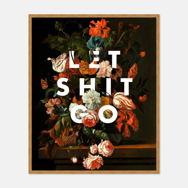Contemporary Let Shit Go by Lara Fowler in Gold Framed Paper, Large Art Print For Sale - Image 3 of 3
