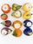 Charming set of six vintage Vietri ceramic fruit dishes, beautifully crafted in Italy. Each piece is designed in the shape...