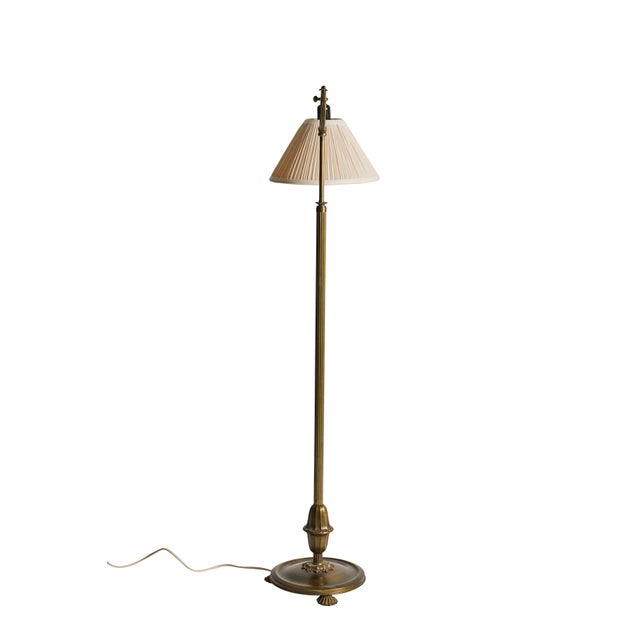 Scandinavian Art Deco Brass Floor Lamp, 1930s For Sale - Image 4 of 9