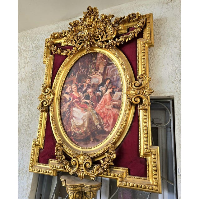 Make a dramatic statement with this elegant French-inspired wall artwork, featuring an ornate gold leaf frame accented by...